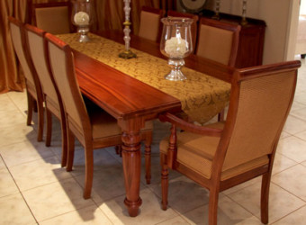 Handmade solid-wooden dining room table and chairs