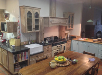 Handmade solid-wooden kitchen cabinets, drawer and countertops