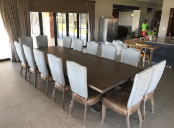 Handmade solid-wooden dining room table and chairs