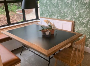 Handmade wooden dining room table and chair