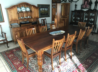 Handmade solid-wooden dining room table and chairs